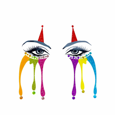 neva nude Clowning Around Glitter Face Sticker