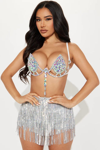 Neva Nude Frozen Iridescent Crystal Carnival Bra