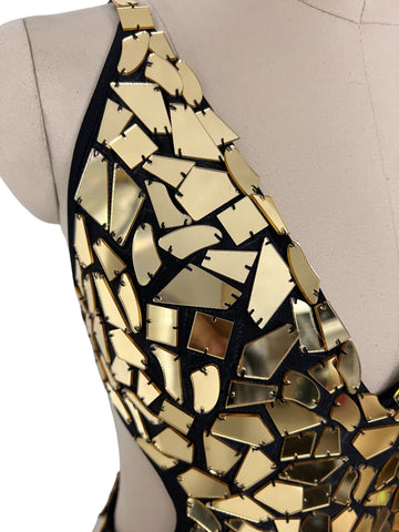 Neva Nude Golden Mirror Glam One Piece Bodysuit