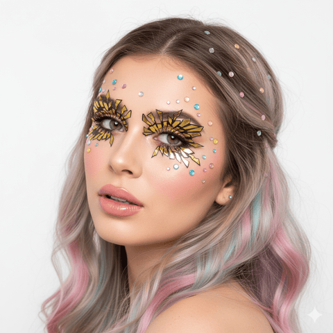 Neva Nude Golden Sunburst Holographic Face Sticker