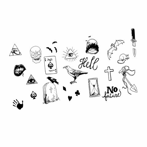 Neva Nude Grim Raver Large Temporary Tattoo Pack