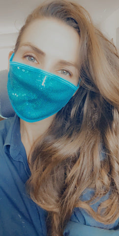 Neva Nude Mahi Mahi Blue Sequin Sparkle Face Mask