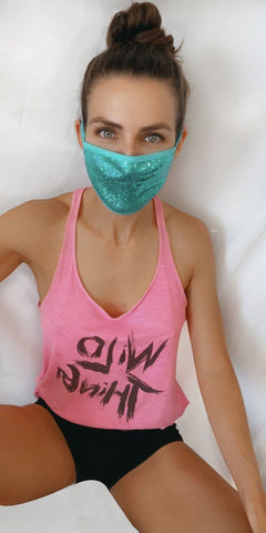 Neva Nude Mahi Mahi Blue Sequin Sparkle Face Mask