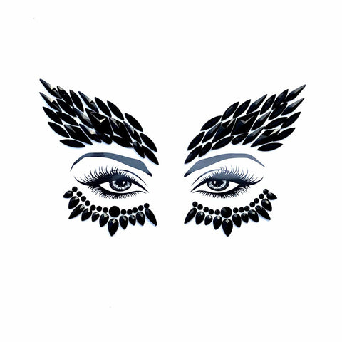 neva nude Night Hawk Black Crystal Face Jewels