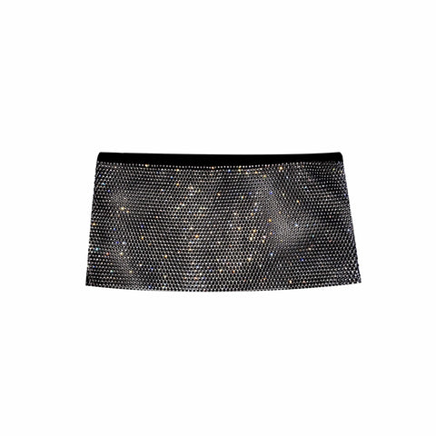 Neva Nude Paparazzi Black Sparkle Mesh Jewel Top