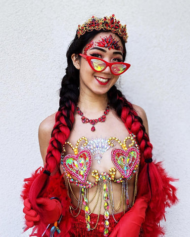 Neva Nude Red Heart Crystal Carnival Bra