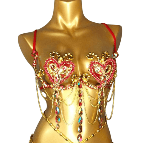 neva nude Red Heart Crystal Carnival Bra