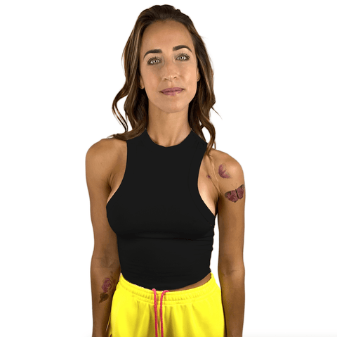 neva nude Side Boob Black Tank Crop Top