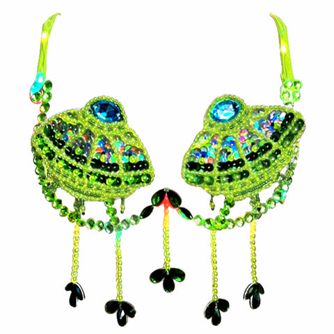 neva nude UFO Neon Green Light Up UV Carnival Bra