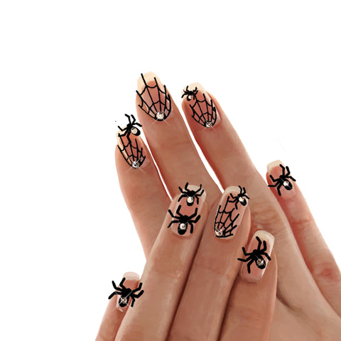 neva nude Night Crawling Spider & Web Glitter Nail Stickers