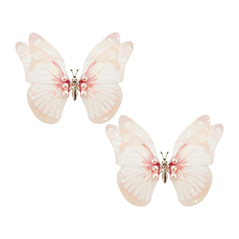 Neva Nude Peach Blossom Large Butterfly Hair Clip 2 Pack