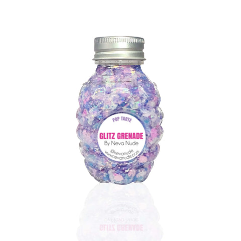 Neva Nude Pop Tarte Purple Pink Iridescent Blacklight Cosmetic Glitter Glitz Grenade Keychain In Aloe Gel