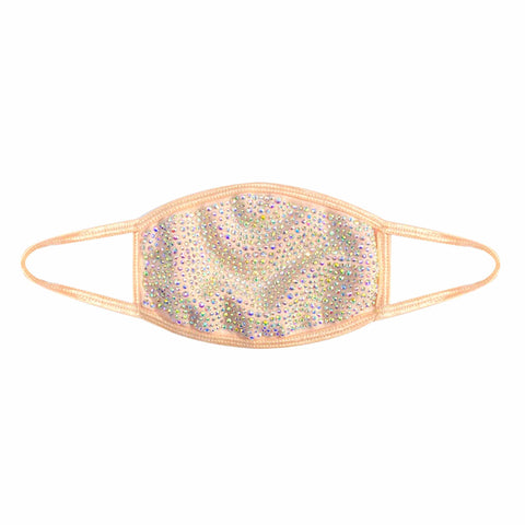 neva nude Poppin' Bottles Nude Crystal Face Mask With Adjustable Loops- Filter Pocket