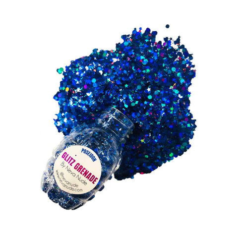 Neva Nude Poseidon Blue Cosmetic Glitter Glitz Grenade Keychain In Aloe Gel