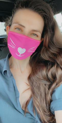 Neva Nude Pretty Kitty White Glitter Neon Pink Blacklight Face Mask