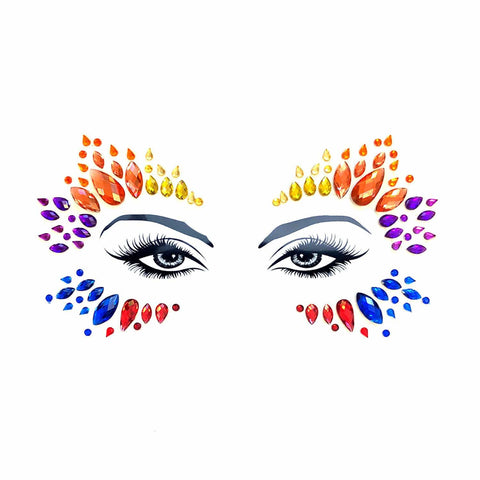 neva nude Pride Tribe Rainbow Multicolor Crystal Face Jewels