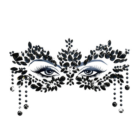 neva nude Prima Donna Black Masquerade Crystal Jewel Face Sticker