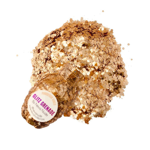 Neva Nude Prosecco Vibes Cosmetic Glitter Glitz Grenade Keychain In Aloe Gel