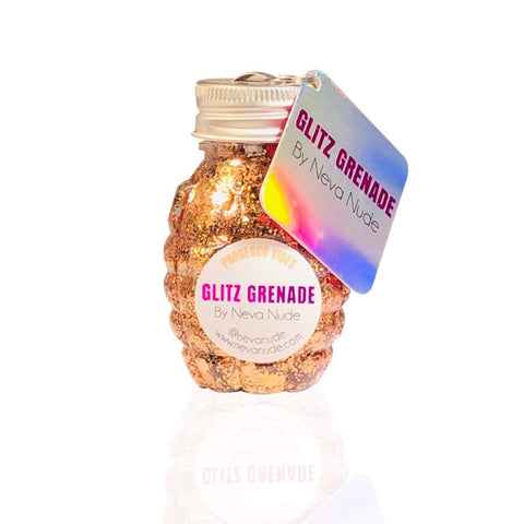 neva nude Prosecco Vibes Cosmetic Glitter Glitz Grenade Keychain in Aloe Gel