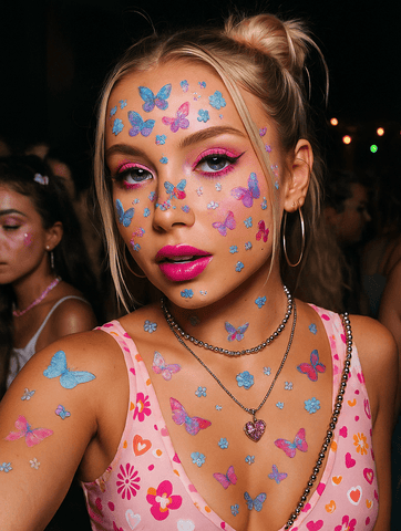 Neva Nude Purple Butterfly Kisses Large Temporary Tattoo Pack