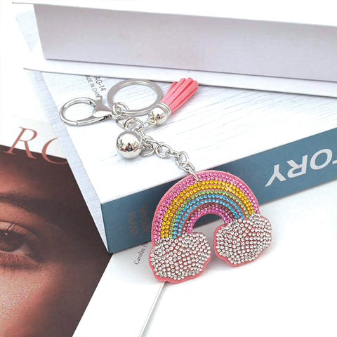Neva Nude Radiant Rainbow Pink Crystal Sparkle Keycharm