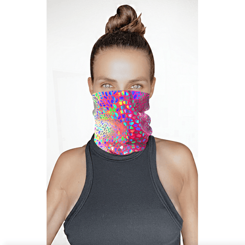 neva nude Rainbow Dino Multicolor Super Holographic Sexy Necksie Face Covering