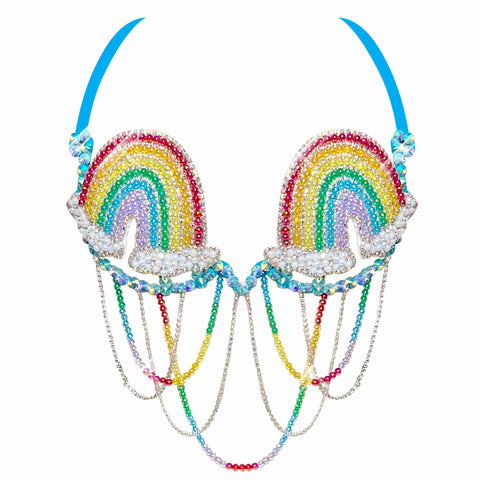 neva nude Rainbow Happy Meal Rhinestone Carnival Bra