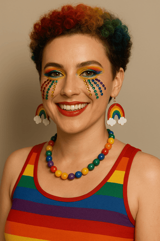 Neva Nude Rainbow Tears Multicolor Crystal Face Jewels