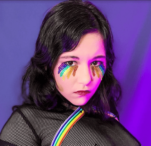 Neva Nude Rainbow Tears Multicolor Crystal Face Jewels