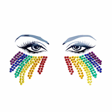 neva nude Rainbow Tears Multicolor Crystal Face Jewels