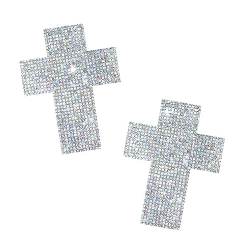 neva nude Razzle Dazzle Crystal Jewel Sparkle Crucifix Nipple Cover Pasties