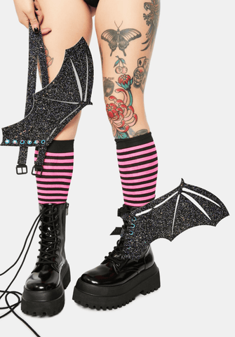 Neva Nude Reflective Glitter Bat Original Wingz Pair For Calf Or Boot