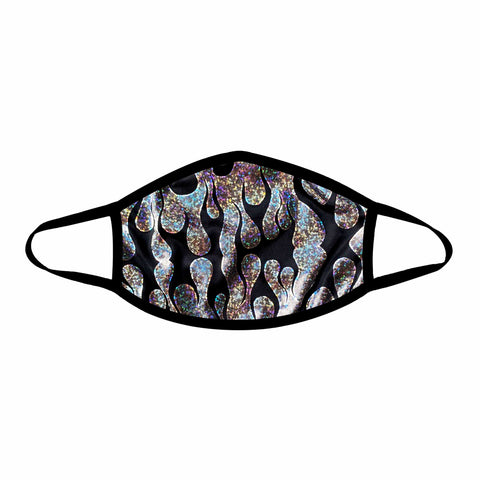 neva nude Robo Madness Silver Holographic Flame Face Mask neva nude Robo Madness Silver Holographic Flame Face Mask