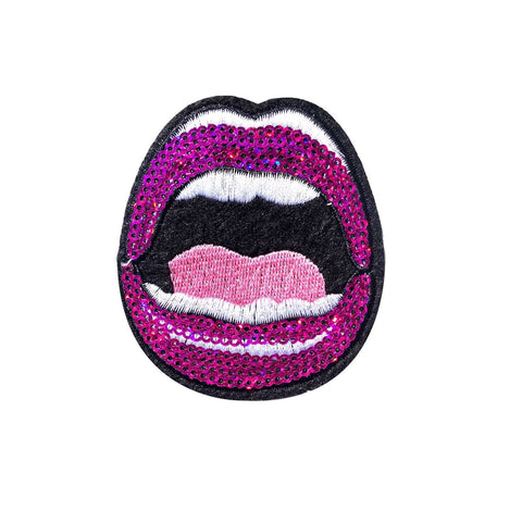 neva nude Sequin Mouth Iron-On Patchette or Sticker