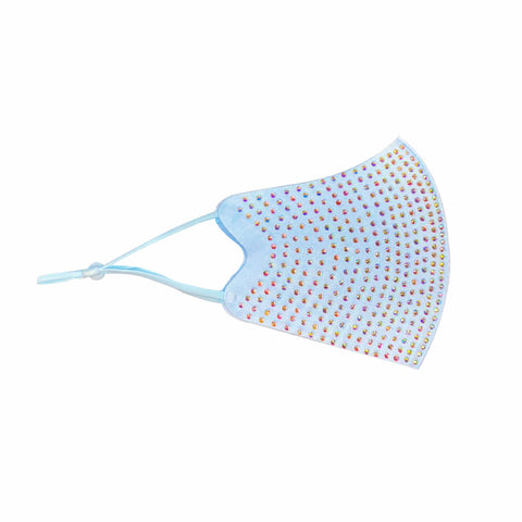 neva nude Sky Baby Blue Crystal Face Mask With Adjustable Loops