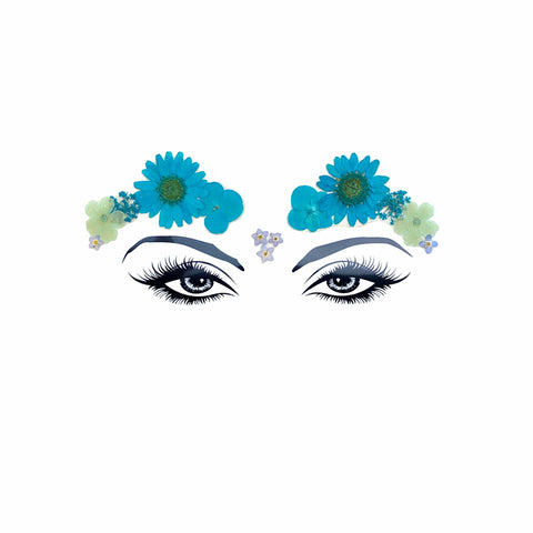 neva nude Spring Fling Blue Real Dried Pressed Flower Face Stickers
