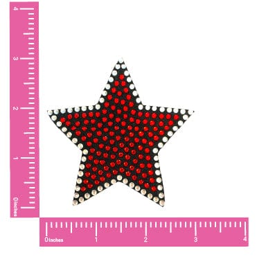 Neva Nude Starfire Red & Black Crystal Reusable Silicone Nipple Cover Pasties
