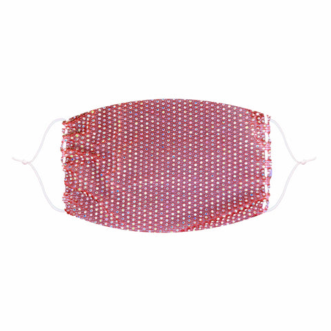 Neva Nude Stupid Love Salmon Pink Crystal Mesh Jewel Face Mask With Adjustable Loops