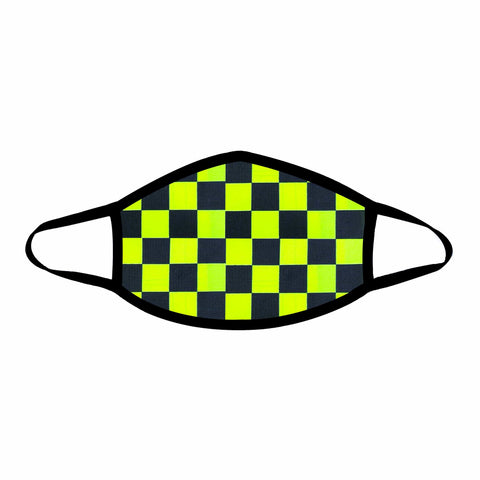 neva nude Talladega Neon Green & Black Checkered Face Mask
