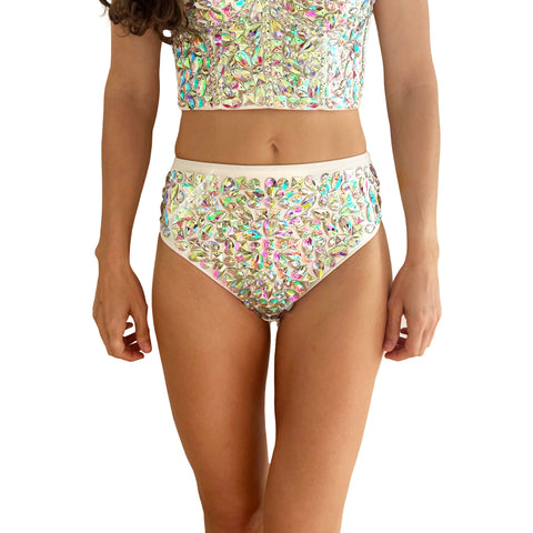 Neva Nude The Sparkling Diamond Iridescent Rhinestone High-Waisted Carnival Bottoms Up