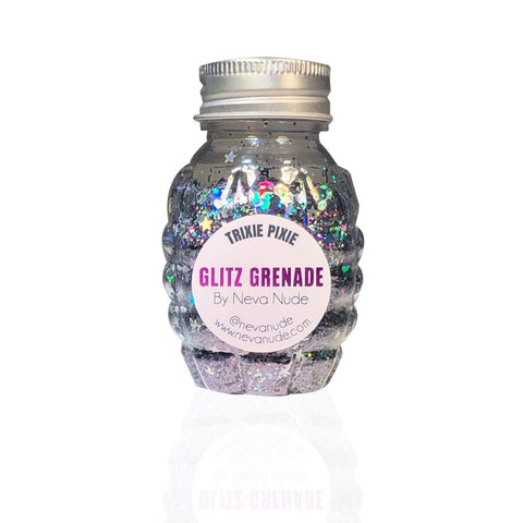 neva nude Trixie Pixie Gunmetal Cosmetic Glitz Grenade Keychain in Aloe Gel