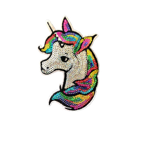 neva nude Unicorn Pride Sequin Iron-On Patchette or Sticker