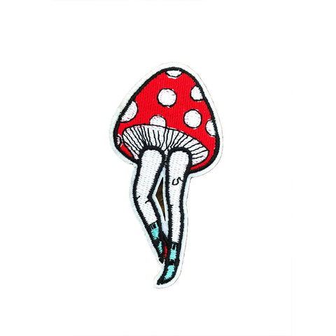 neva nude We're All A Little Mad Here Mushroom Iron-On Patchette or Sticker