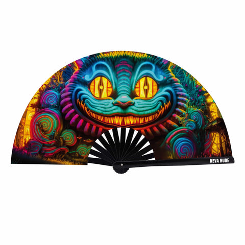 Neva Nude We're All Mad Here Blacklight Large Folding Fan