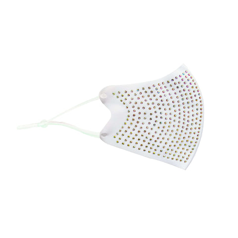 neva nude White Crystal Face Mask With Adjustable Loops