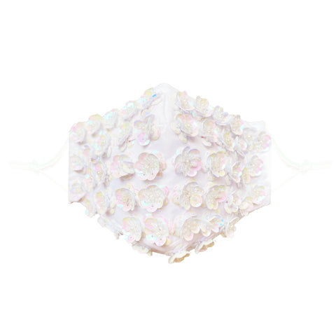 neva nude White Pearl Flower Face Masks With Filter Pocket & Adjustable Ear Loops