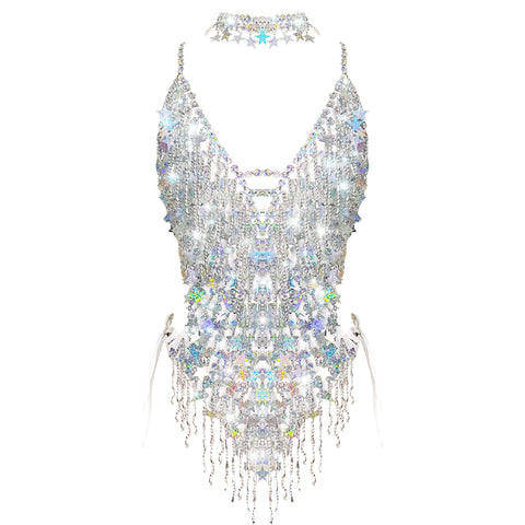 Neva Nude Wildest Dreams Swifty Sparkling White One Piece Bodysuit