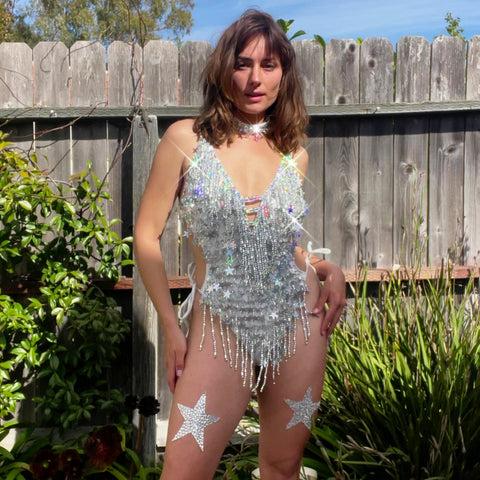 Neva Nude Wildest Dreams Swifty Sparkling White One Piece Bodysuit