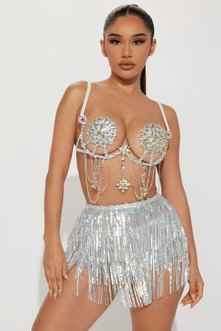 Neva Nude Winterfell Clear Iridescent Crystal Carnival Bra