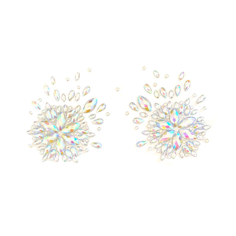 neva nude Winterfell Clear Iridescent Crystal Jewel Nipple Cover Pasties